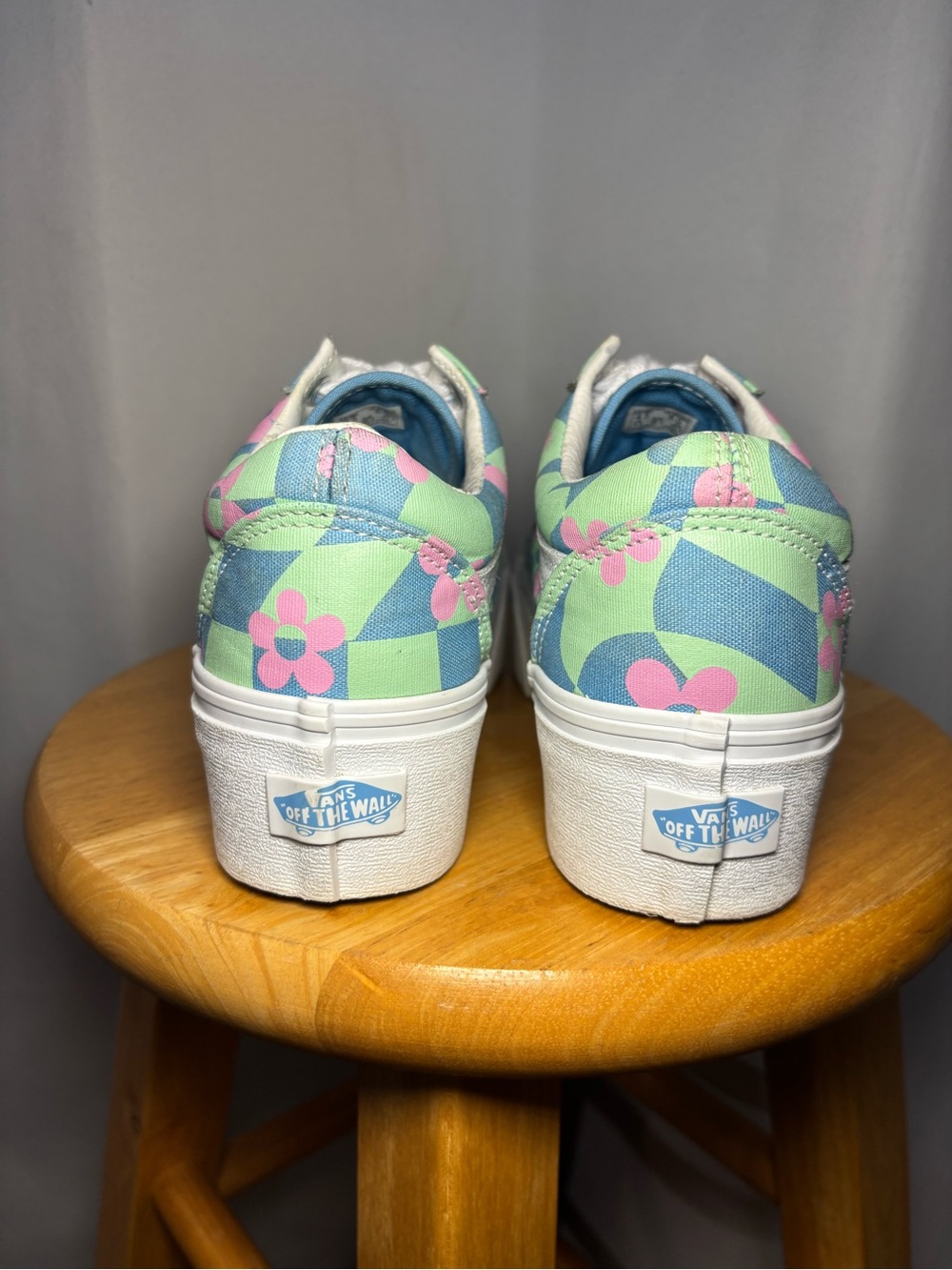 Vans Old Skool Pastel Floral Checkerboard Sneakers Y2K Women’s 6 - Picture 7 of 8